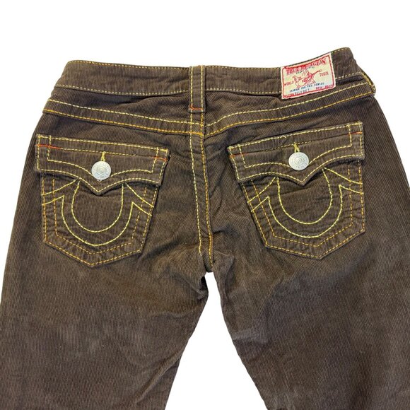 True Religion Women’s Brown Corduroy Jeans Slim Fit Stylish Stitching Size 27 - Picture 4 of 10